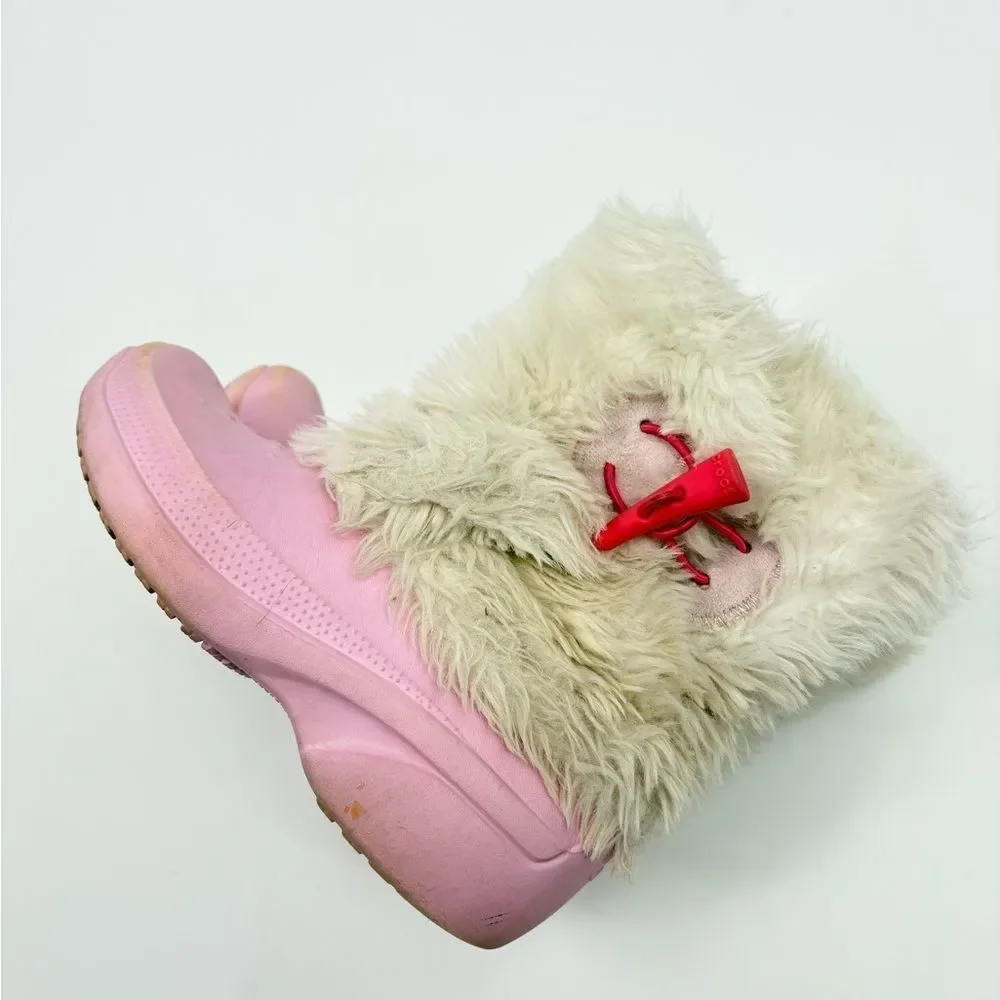Crocs | Pink and White Fur-Lined Boots